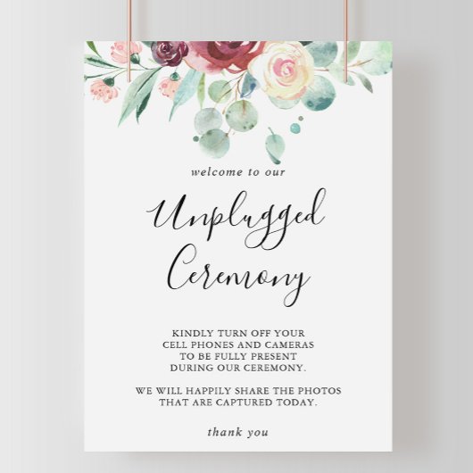 Contemmodern Eucalyptus Unplugged Ceremony Sign Poster