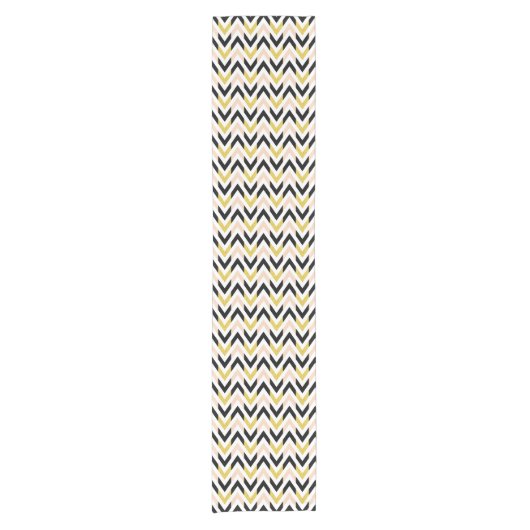 Contemmodern Geometric Chevron Pattern Korte Tafelloper (Voorkant)