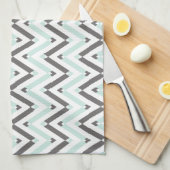 Contemmodern Mint Gray White Chevron Striped Theedoek (Quarter Fold)