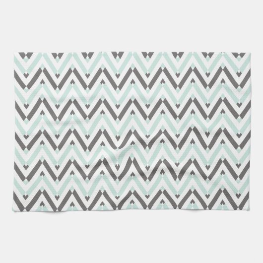 Contemmodern Mint Gray White Chevron Striped Theedoek (Horizontaal)