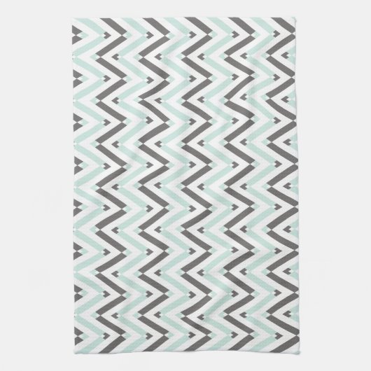 Contemmodern Mint Gray White Chevron Striped Theedoek (Verticaal)