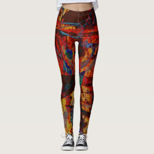 Contemmodern Urban Street Art Red Abstract Modern Leggings