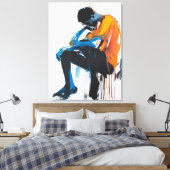 Contemplatie in kleuren - Abstracte kunst Canvas Afdruk (Insitu (Slaapkamer))