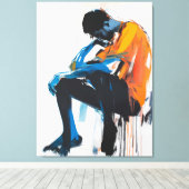 Contemplatie in kleuren - Abstracte kunst Canvas Afdruk (Insitu (Houten vloer))