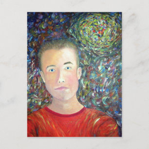 Contemplatief Jong Man Briefkaart