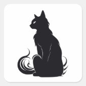 Contemplatief kattensilhouet vierkante sticker (Voorkant)