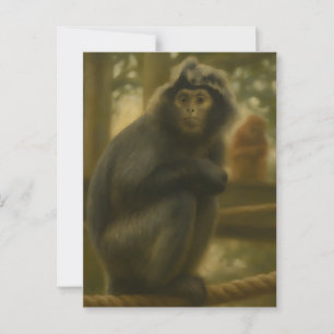 Contemplatieve aap - Serene Wildlife Art Briefkaart