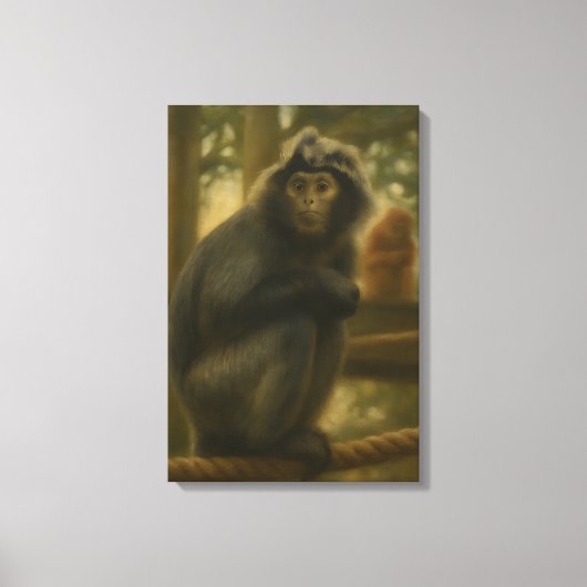Contemplatieve aap - Serene Wildlife Art Canvas Afdruk (Voorkant)