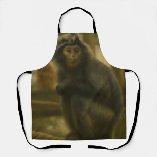 Contemplatieve aap - Serene Wildlife Art Schort (Voorkant)