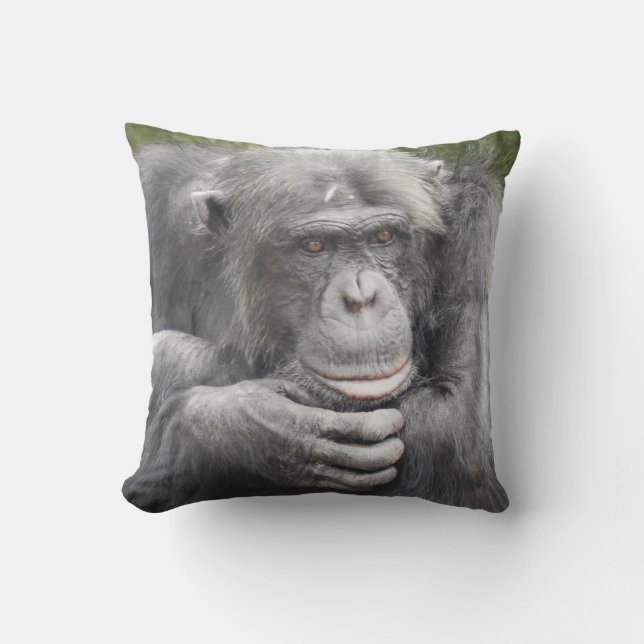 contemplatieve chimpansee kussen (Voorkant)