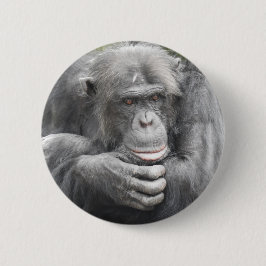 contemplatieve chimpansee ronde button 5,7 cm