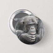 contemplatieve chimpansee ronde button 5,7 cm (Voorkant /achterkant)