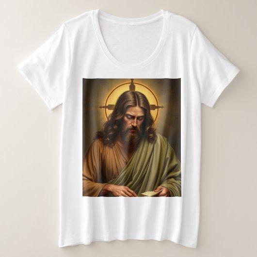 Contemplatieve Jesus Dames Plus Size T-shirt (Design voorkant)