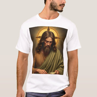 Contemplatieve Jezus met een Halo Mannen wapenshir T-shirt