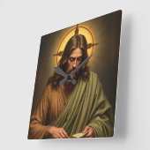 Contemplatieve Jezus met een Halo Muur Klok (Hoek)