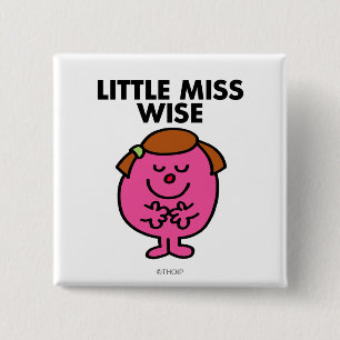 Contemplatieve kleine Miss Wise Vierkante Button 5,1 Cm