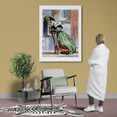 Contemplatieve Victoriaans dame in het groen - Ele Poster