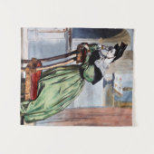 Contemplatieve Victoriaans dame in het groen - Ele Wandkleed (Voorkant (horizontaal))