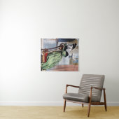 Contemplatieve Victoriaans dame in het groen - Ele Wandkleed (In Situ (horizontaal))