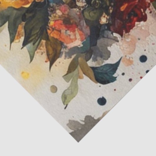 Contemplatieve Vrouw met Bloemen Kroon Decoupage Tissuepapier (Detail)