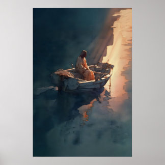 Contemplative Fisher Of Men Print Jesus In Boat