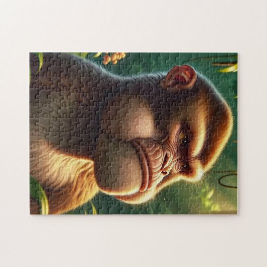 Contemplative Jungle Ape - Grumpy Cheeks Monkey Po Legpuzzel (Horizontaal)