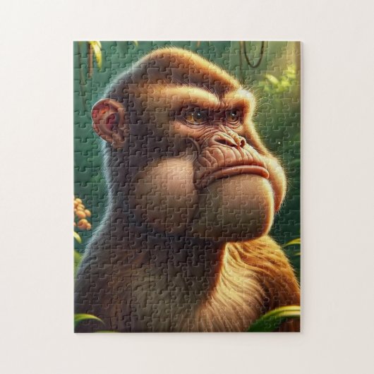 Contemplative Jungle Ape - Grumpy Cheeks Monkey Po Legpuzzel (Verticaal)
