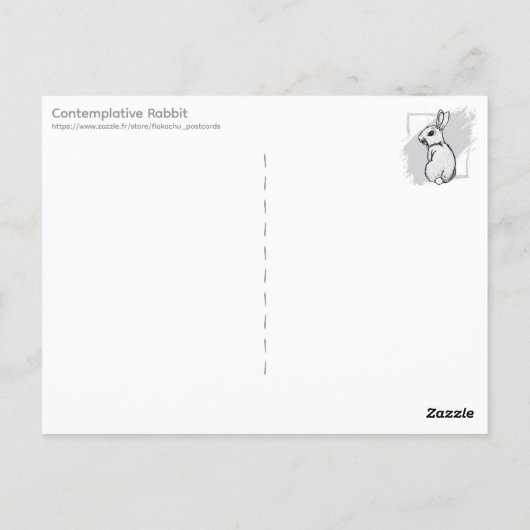 Contemplative Rabbit (color) Briefkaart (Achterkant)