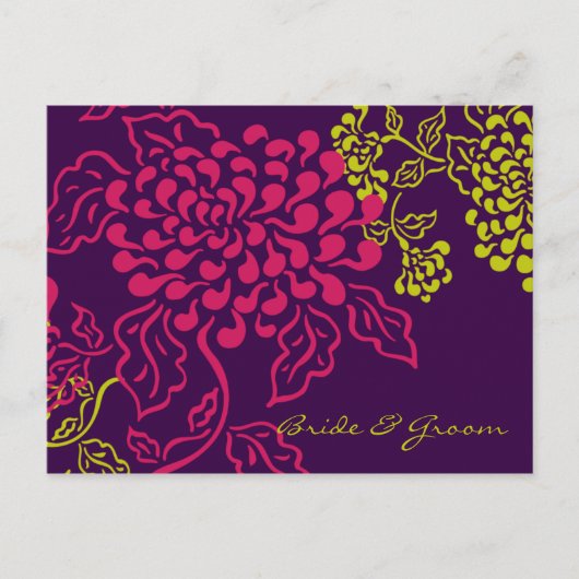Contempo Floral (Paarse Chartreuse) Bewaar de datu Aankondigingskaart (Voorkant)