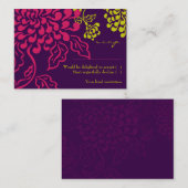 Contempo Floral (Paarse / Chartreuse) RSVP-kaart Informatiekaartje (Voorkant / Achterkant)