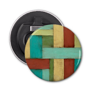 Contempoary Coastal Multicolored Painting Button Flesopener