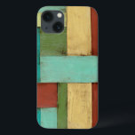 Contempoary Coastal Multicolored Painting iPhone 13 Hoesje<br><div class="desc">Aqua, green, red and yellow meet in an explosion of color reminiscent of a pattern on a beach deck. Hanging this contemporary coastal painting on your wall may entice you to take that vacation you ve been putting off! Makes a great gift for anyone in need of a beach getaway....</div>