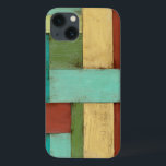 Contempoary Coastal Multicolored Painting iPhone 13 Hoesje<br><div class="desc">Aqua, green, red and yellow meet in an explosion of color reminiscent of a pattern on a beach deck. Hanging this contemporary coastal painting on your wall may entice you to take that vacation you ve been putting off! Makes a great gift for anyone in need of a beach getaway....</div>