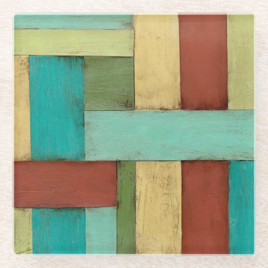 Contempoary Coastal Multicolored Painting Glazen Onderzetter (Voorkant)