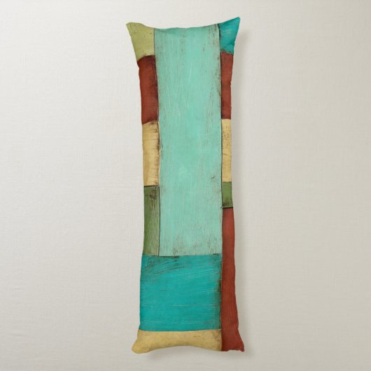 Contempoary Coastal Multicolored Painting Lichaamskussen (Achterkant (Verticaal))