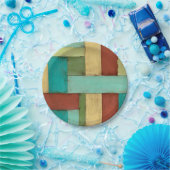 Contempoary Coastal Multicolored Painting Papieren Bordje (Feest)