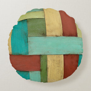 Contempoary Coastal Multicolored Painting Rond Kussen