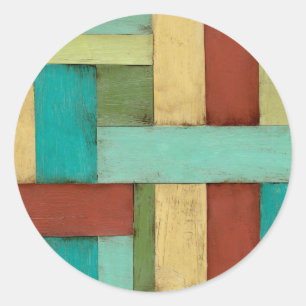 Contempoary Coastal Multicolored Painting Ronde Sticker