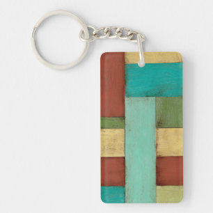 Contempoary Coastal Multicolored Painting Sleutelhanger