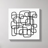 Contemporary Abstract Line Art Black And White  Canvas Afdruk (Voorkant)