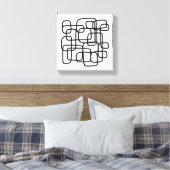 Contemporary Abstract Line Art Black And White  Canvas Afdruk (Insitu (Slaapkamer))