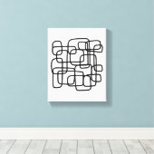 Contemporary Abstract Line Art Black And White  Canvas Afdruk (Insitu (Houten vloer))