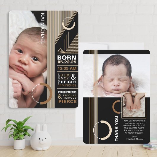 Contemporary Birth Announcement Kaart