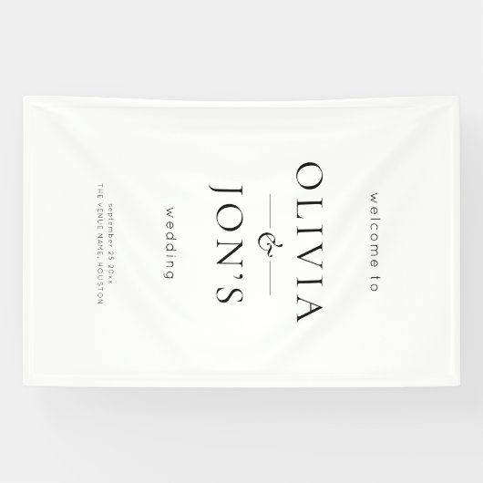 Contemporary Black and White Wedding Welcome  Spandoek (Horizontaal)