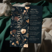 Contemporary Black Floral Wedding Dinner Menu