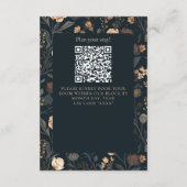 Contemporary Black Floral Wedding Informatiekaartje (Achterkant)