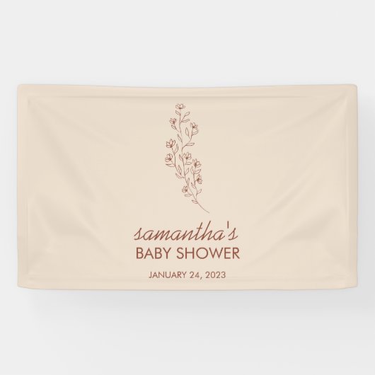 Contemporary Botanical Baby Shower Calligraphy Art Spandoek (Horizontaal)