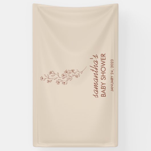 Contemporary Botanical Baby Shower Calligraphy Art Spandoek (Verticaal)