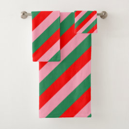 Contemporary Christmas Candy Stripes  Bad Handdoek
