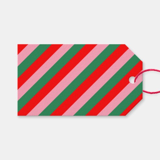 Contemporary Christmas Candy Stripes  Cadeaulabel (Voorkant (Horizontaal))